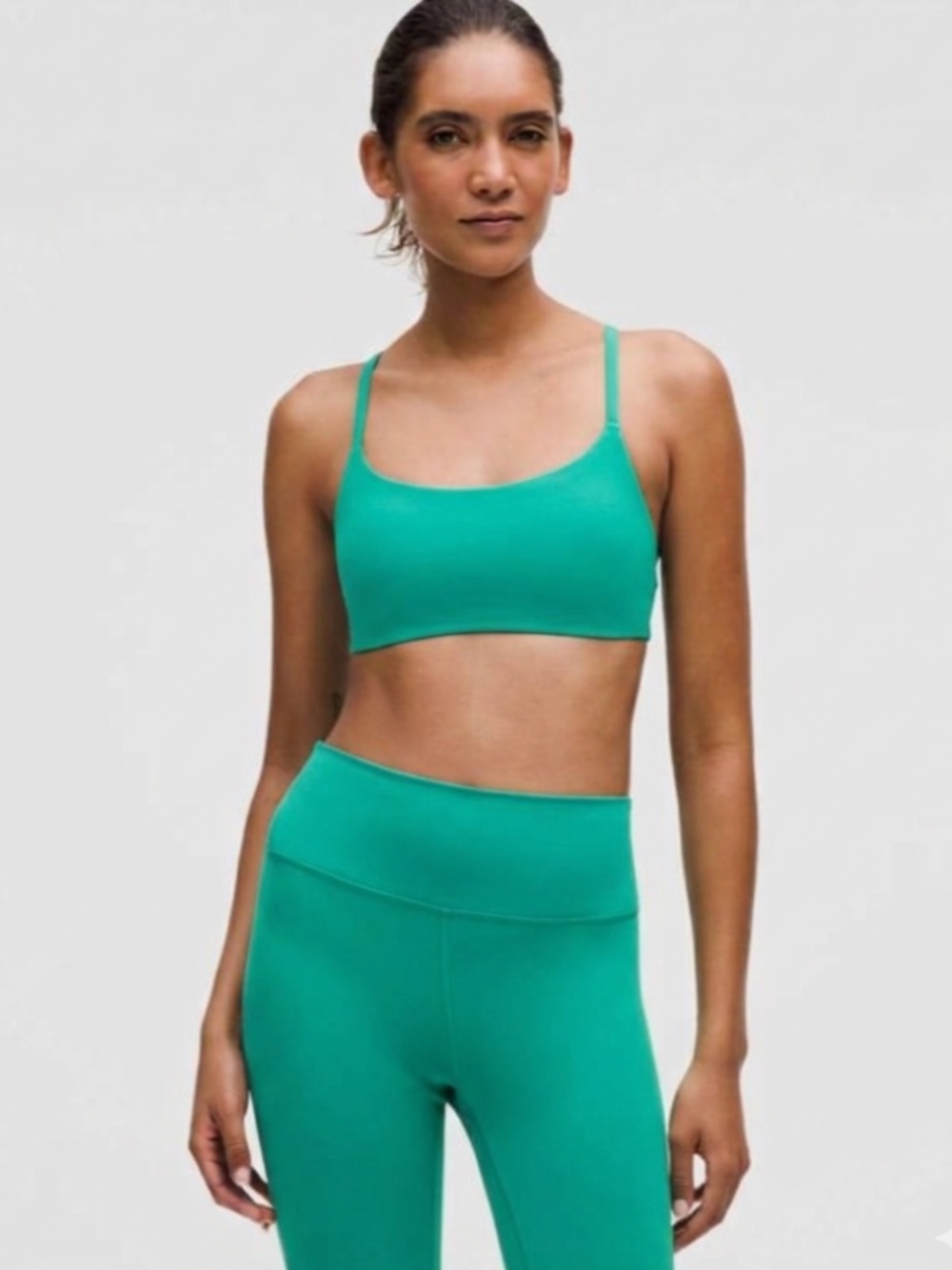 Lululemon Wunder Train Strappy Racer Bra Light Support A/B Cup Green Size 8